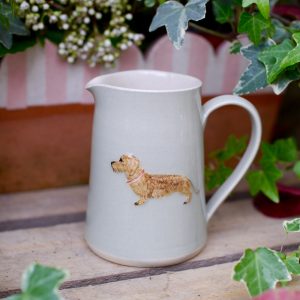 Jane Hogben Pottery Small Green Jug featuring a gorgeous Wire-Haired Daschund