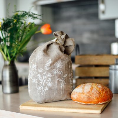 Helen Round natural linen bread bag